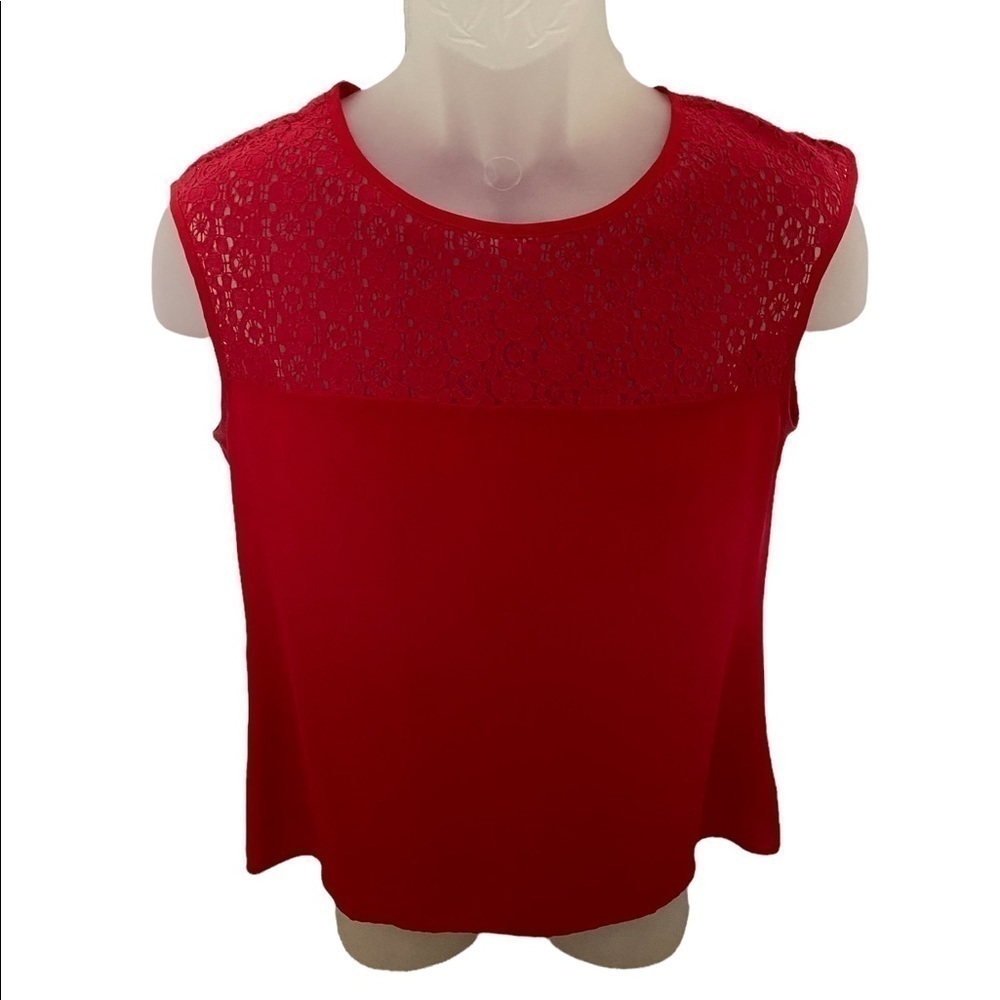BANANA REPUBLIC Red Lace Sleeveless Top Blouse Women 8